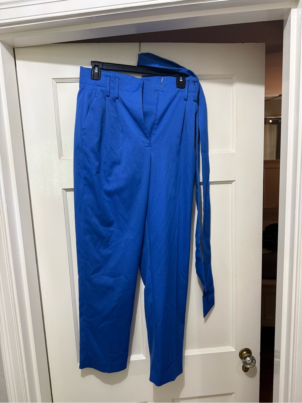ANTONIO MELANI Royal Blue Tapered Dress Pants with Waist Tie